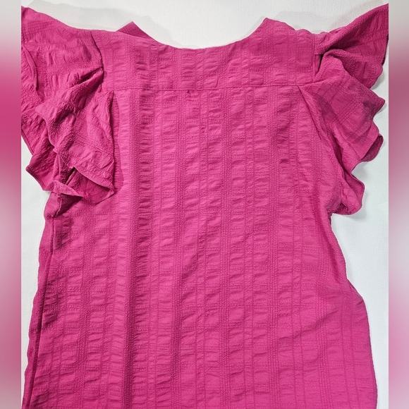 Counterparts Womens Small Pink Flutter Sleeve V Neck Blouse Summer Top New Shirt - Picture 7 of 8